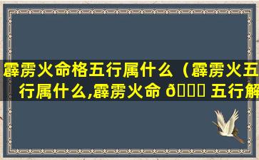 霹雳火命格五行属什么（霹雳火五行属什么,霹雳火命 🐘 五行解析）